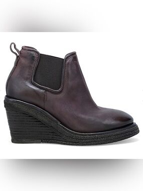 A.S.98 Talen Eggplant Leather Shoe Boots Wedges Distressed Size 7.5